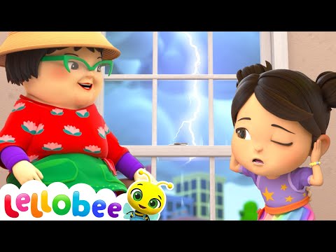 Thunderstorm song - Ella's Stormy Day Adventure! | 🍯 Lellobee Kids Songs & Cartoons! Sing and Dance