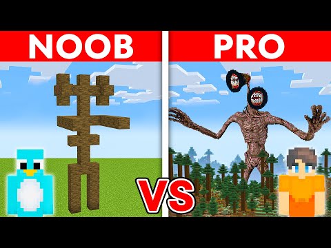 NOOB vs PRO: SIREN HEAD House Build Challenge in Minecraft (Scary)