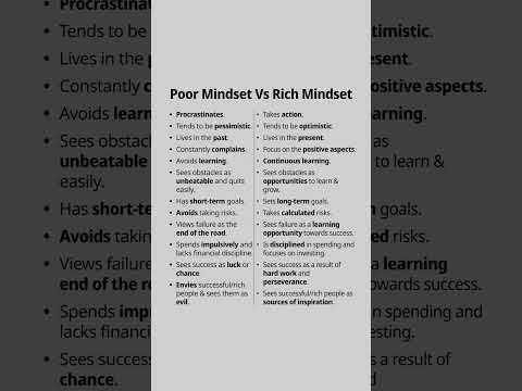 Poor Mindset Vs Rich Mindset