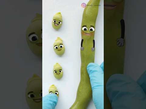 Macro C-Section on a Bean - 3 BOYS AND A GIRL❤️  #animation #cute #foodsurgery