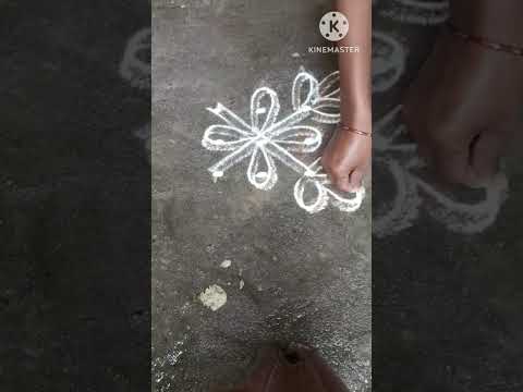 Simple and quick 3×3 dots rangoli chukka #muggulu #rangoli