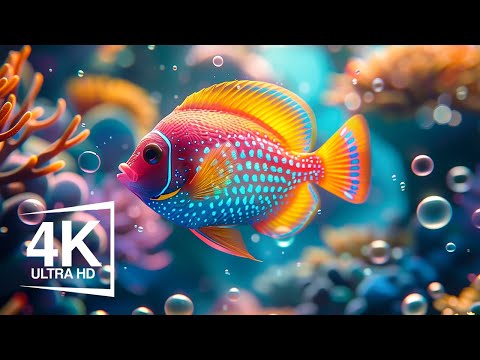 Aquarium 4K VIDEO (ULTRA HD)🐠Beautiful Relaxing Coral Reef Fish - Relaxing #6