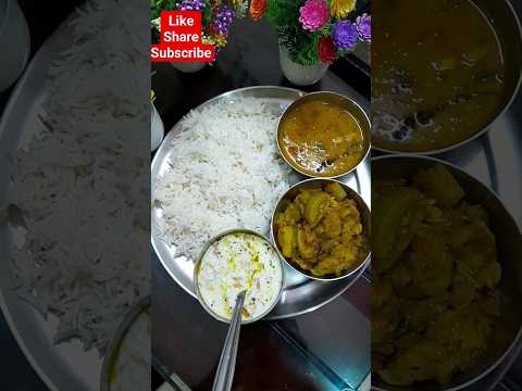 lunch thali l daal chawal sabzi raita l lunch menu shorts l #lunch #lunchmenushorts #youtubeshorts