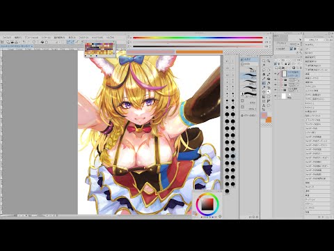 無言で作業垂れ流し【お絵かき/尾丸ポルカ】