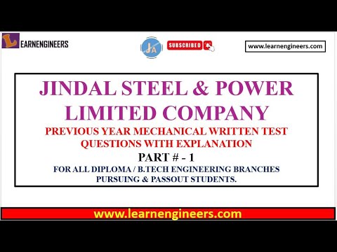 JINDAL STEEL AND POWER LIMITED COMPANY (JSPL) MECHANICAL PREVIOUS YEAR WRITTEN TEST QUESTIONS PART-1