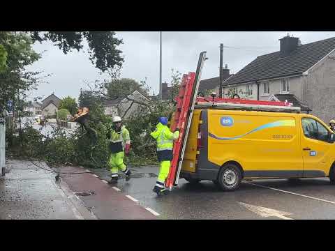 Storm Agnes blows the roof off a building on Youghal