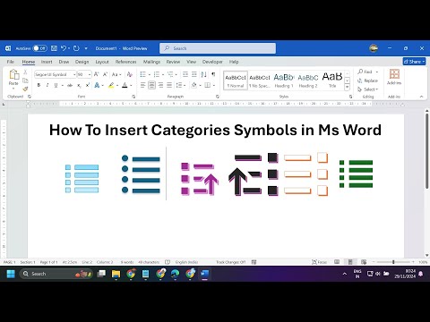 How to insert categories symbols in ms word