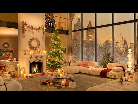 Christmas Vibes 2025 🎄 | Cozy Night Living Room Ambience with Relaxing Jazz | Sleep & Relax