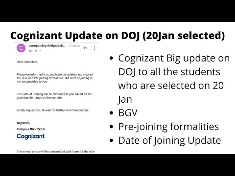 🔴 DOJ (20 Jan) GOOD NEWS !! Cognizant Genc | Finally Cognizant Genc started sending update