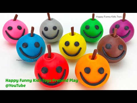 Learn Colors for Kids with Play Doh Apples Smiley Faces Surprise Toys Paw Patrol Car