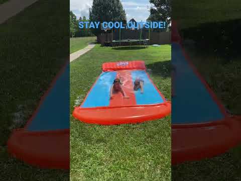 Slip and slide! Beating the summer heat! Competitive race 💦