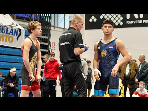 U15 Platon Muliar (UKR) vs Aram Sargsyan (ARM) 68kg. Greco-roman boys youth wrestling. B-cam-man