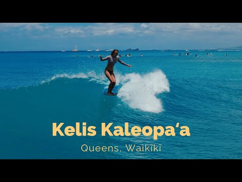 Kelis Kaleopaʻa Surfing at Her Home Break In Waikīkī | Close Up Drone Angles 4k