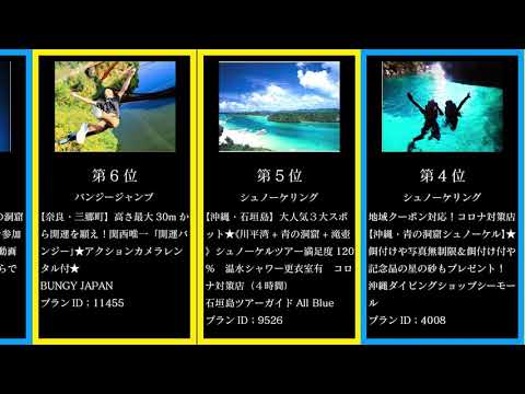 2021年4月5日〜2021年4月11日実施予定の予約人気アクティビティ体験ランキングベスト10