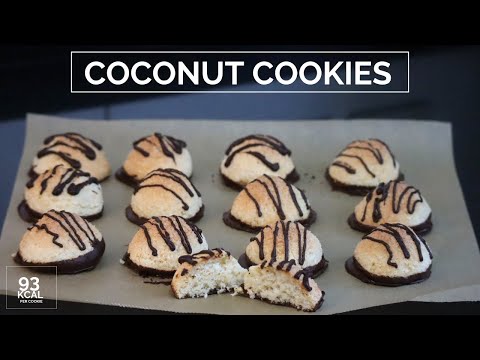 Coconut cookies - fast coconut macaroons - gluten free cookies recipe   كوكيز جوز الهند بثلاث مكونات