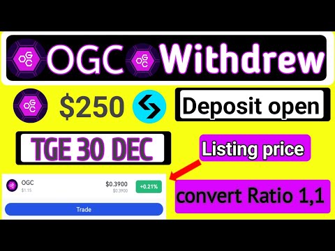 "OGC Community Token price $0.08" listing date confirm "ogc App withdrew update