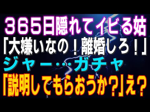 【スカッとする話】姑「アンタなんか大嫌いなの！離婚しろ！アンタ以外ならどんなブスでもいいわよ！」365日夫に隠れて嫁イビリする姑…ジャー…ガチャ「説明してもらおうか？」え？