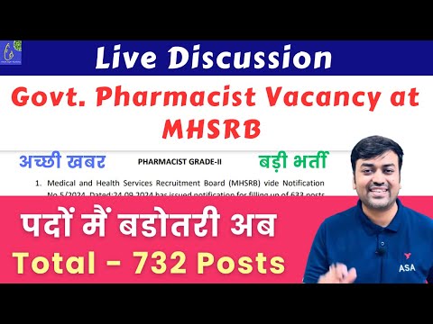 Govt. Pharmacist Vacancies 2024 Total - 732 Posts | Current Pharmacist Vacancies 2024 | Pharmacy Job