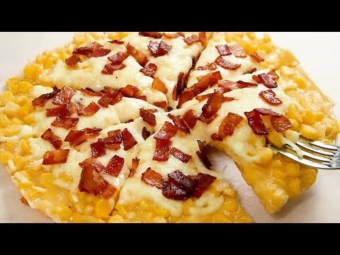 So Easy Corn Pancakes Recipe :: no oven !   bacon and corn pizza