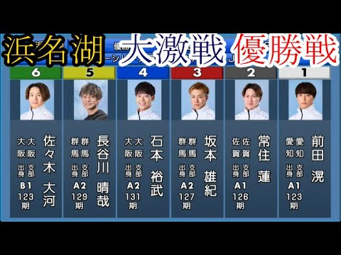 【浜名湖競艇】「優勝戦」①前田滉②常住蓮③坂本雄紀④石本裕武⑤長谷川晴哉⑥佐々木大河