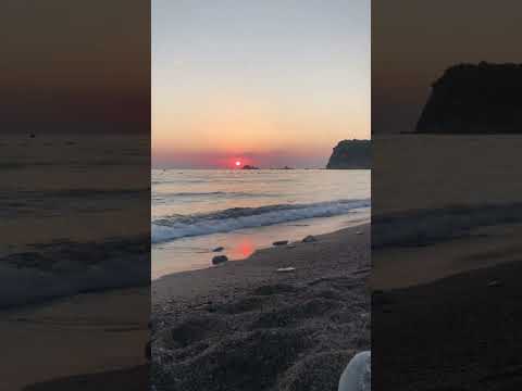 Beautiful sunset view at Buljarica beach in Montenegro filled with relaxing sounds of the sea.