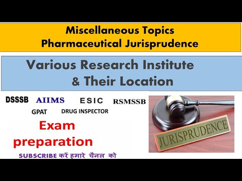 Research Institute & their Location Pharmaceutical jurisprudence for Gpat DI DSSSB Pharmacist Exam