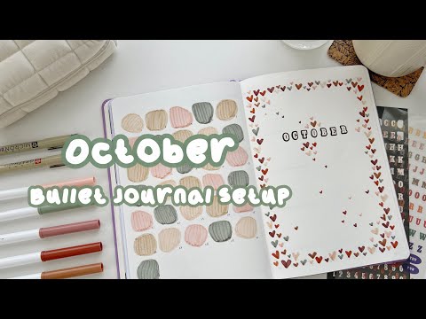 October 2024 Bullet Journal Setup ✿ Plan With Me ✿ Simple and Aesthetic Heart Theme ✿ Bujo With Me