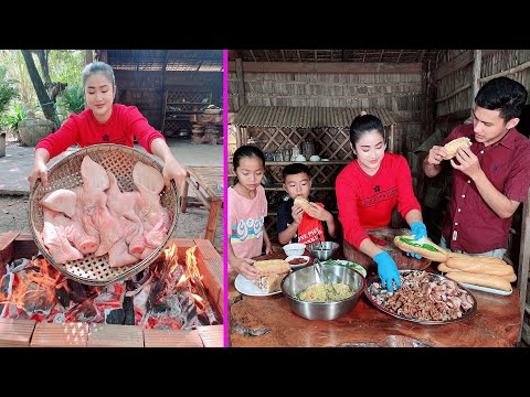 Country Mom make Cambodia Sandwich with unique style - Cooking with Sreypov