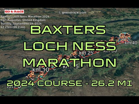 Baxters Loch Ness Marathon 2024: fly over the marathon course! Video of the race path.