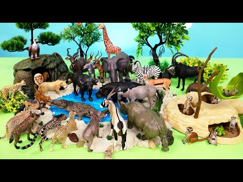 Waterhole Safari Animals and Dinosaur Figurines