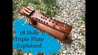 Native American Style Triple Drone Flute - 18 Holes