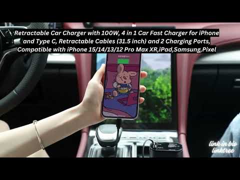 Retractable Car Charger with 100W, 4 in 1 Car Fast Charger #carcharger  #ytviral #ytvideos