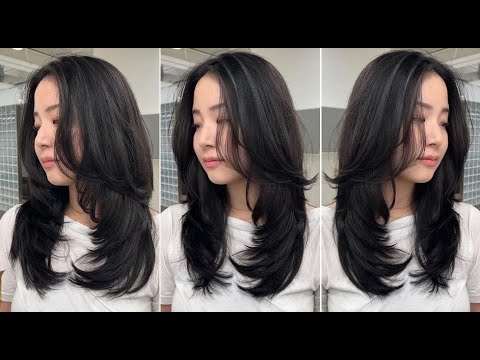 Perfect Long Layers Haircut Women With Curtain Bangs & Easy Hair Cutting Techniques