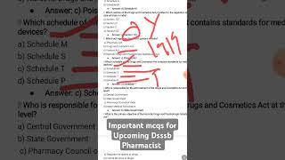 most important mcqs for dsssb Pharmacist exam #dsssbpharmacist #sepoypharmacist#ssc Pharmacist#hssc