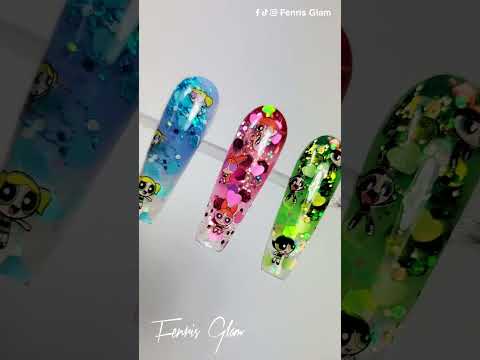 Uñas esculturales diseño de las chicas super poderosas