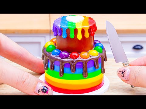 Beautiful Miniature Colorful Cake🌈 Amazing Miniature Rainbow Chocolate Melted Cake Decorating Ideas