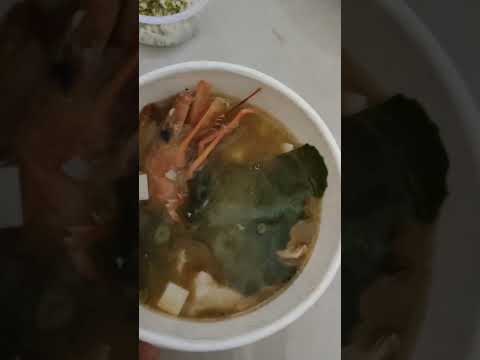 海鮮綜合沙拉，中和生魚片生魚片，紅蝦味增湯，再喝一口舒暢的可樂，甜甜蜜蜜海味