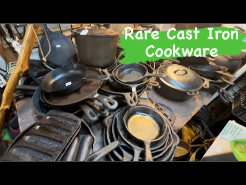 Rare Cast Iron Cookware found at Pecan Park Fl Flea Market Vlog / Shop with me for Antiques Video