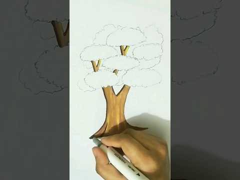 easy tree drawing tricks #art #painting #youtubeshorts #reel #drawing #creative #shorts