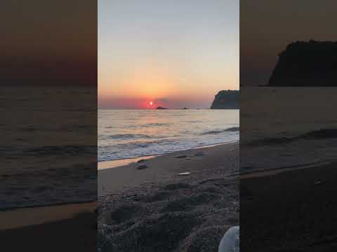 Beautiful sunset view at Buljarica beach in Montenegro filled with relaxing sounds of the sea.