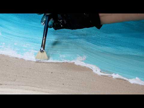 Sand Texture, White Waves & Stunning Turquoise Tones! DIY Ocean Painting