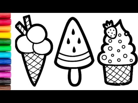 How to draw cute icecream | Icecream drawing,coloring,painting @Kiddysbox123