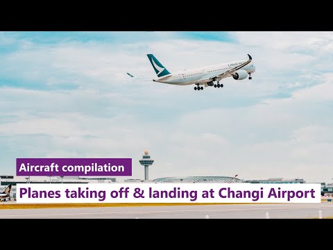 Airplane landing & takeoff at Changi Airport [Compilation]