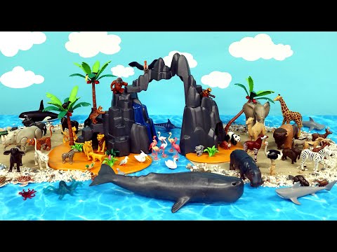 Fun Island Diorama with Safari Animal Figurines