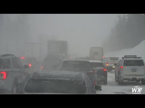 Insane blizzard slams California - Strands hundreds on Donner Pass   Atmospheric River D2 - 4k