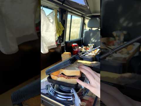 Quick sandwich  in my truck camper kitchen #offroadcamper #campfood #4x4camper