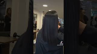 Japanese permanent hair straightening regrowth application #straightening #asianhair