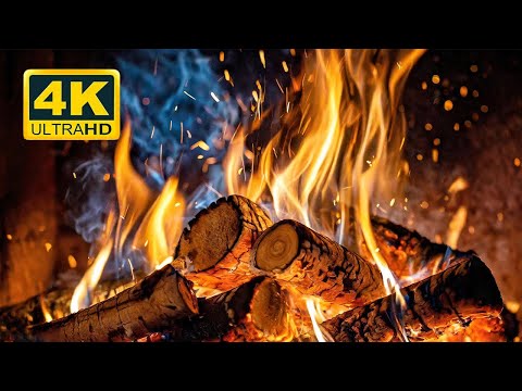 FIREPLACE 4K 🔥 Fireplace video with Burning Logs & Fire Sounds. Christmas Fireplace