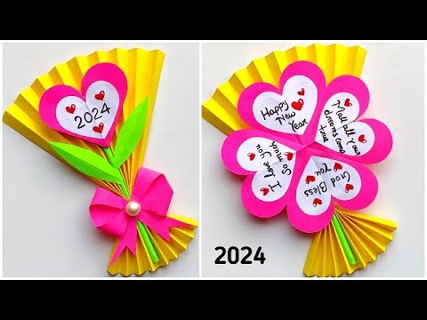 Easy and Beautiful greeting card for new year 2024 / DIY Happy New year card making ideas