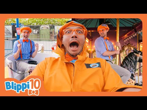 Explore Amusement parks with Blippi ! | 10 year Anniversary Special | Blippi Top 10 Moments